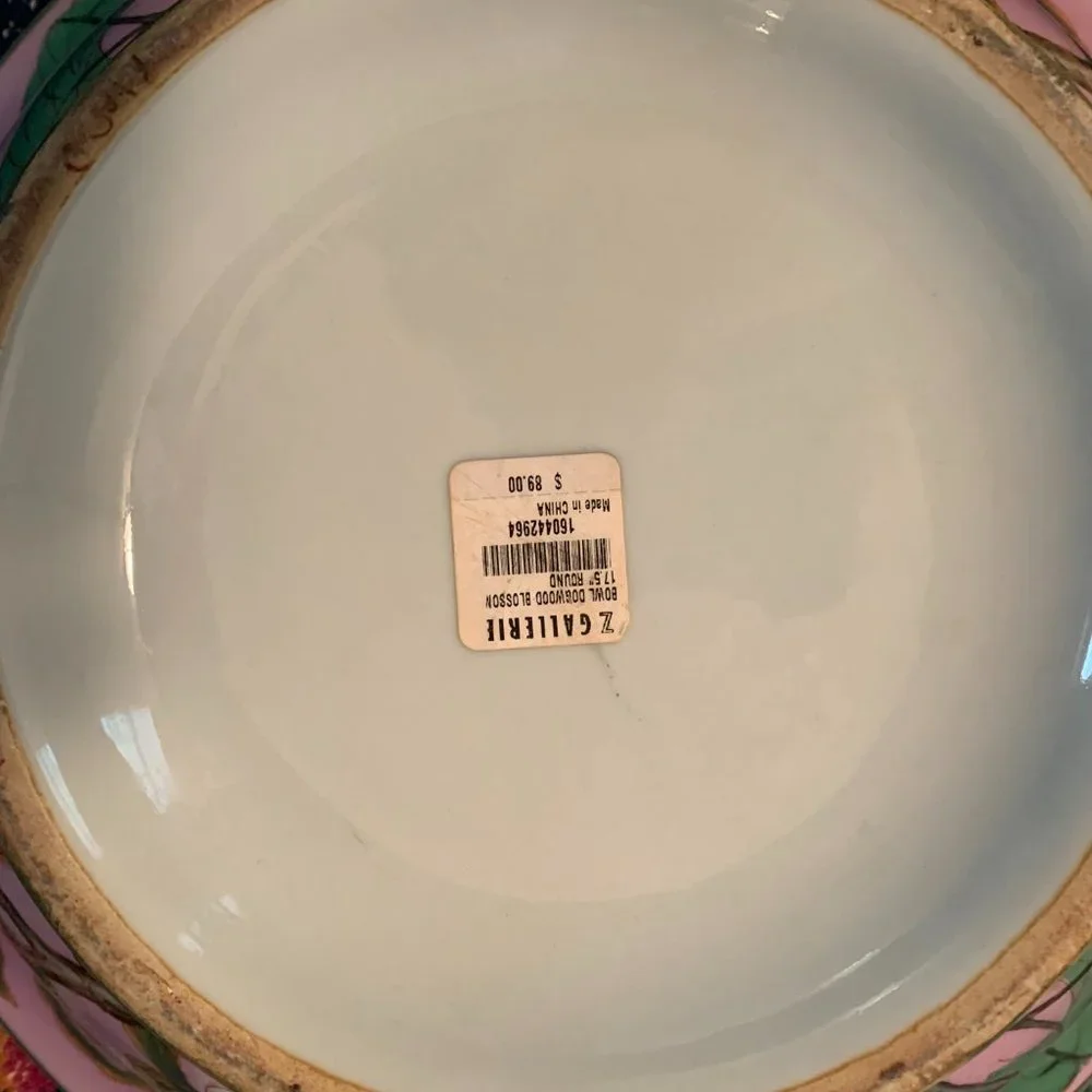 Z Gallerie Dogwood Blossom floral multi-color Ceramic Bowl 17.5 round